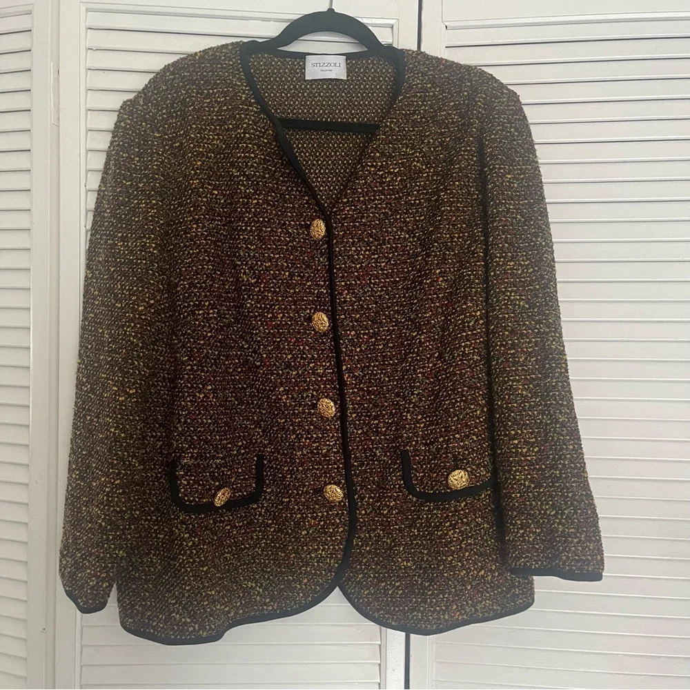 Stizzoli blazer wool knit blazer black yellow red green gold buttons 58 / XL